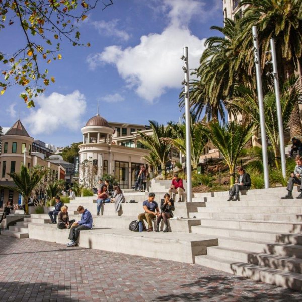 People enjoying the sun in the redeveloped Freyberg Place in Auckland's city centre. Image: Sacha Stejko.