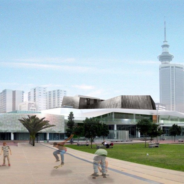 Artist's impression of the updated Aotea Centre exterior. Image: RFA.
