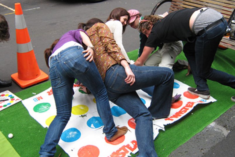 Twister up close in Darby Street for Park(ing) Day in Auckland's city centre in 2009.