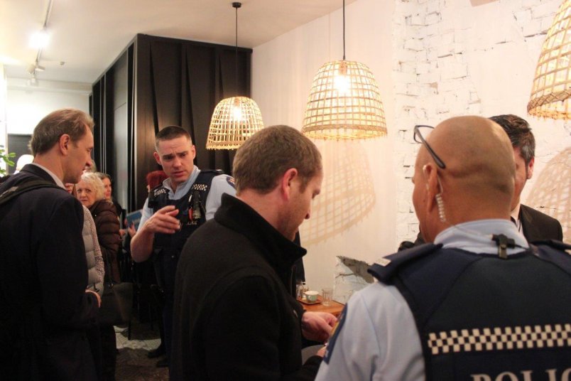 Police and city centre business people at Heart of the City's safety meetup, September 2018. Image: Heart of the City